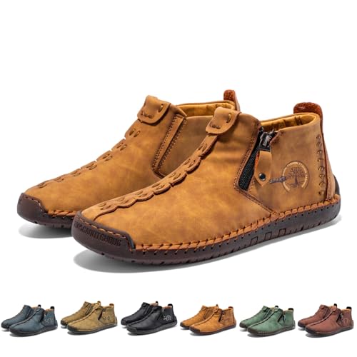 OrthoMoc - Schmerzlindernde Komfortschuhe - Mokassins Mittelalterliche Stiefel aus Leder – Renaissance Barfußstiefel mit Reißverschluss und weicher Sohle von MEIION