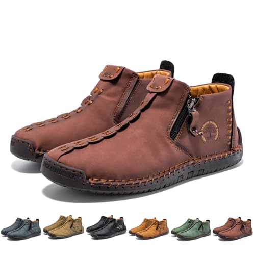 OrthoMoc - Schmerzlindernde Komfortschuhe - Mokassins Mittelalterliche Stiefel aus Leder – Renaissance Barfußstiefel mit Reißverschluss und weicher Sohle von MEIION