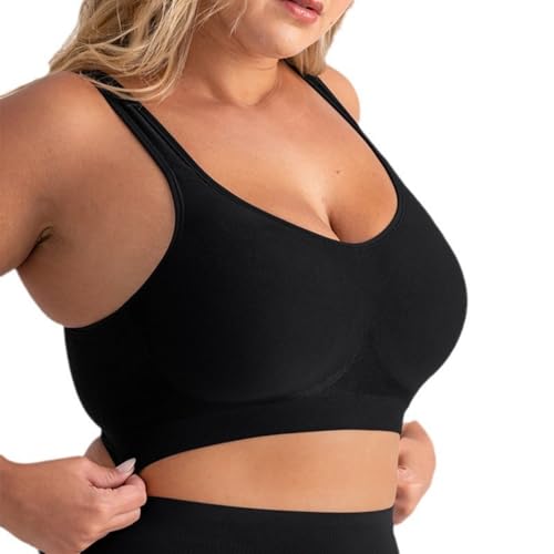Tryshape Shaper-BH mit Verschluss | Dein Bügelloser Komfort-BH Damen Sport Einfarbig Ohne Bügel Bustier Klassische Bequem Stretch Bra Mittle Halt Gepolstert Wohlfühl-BH von MEIION