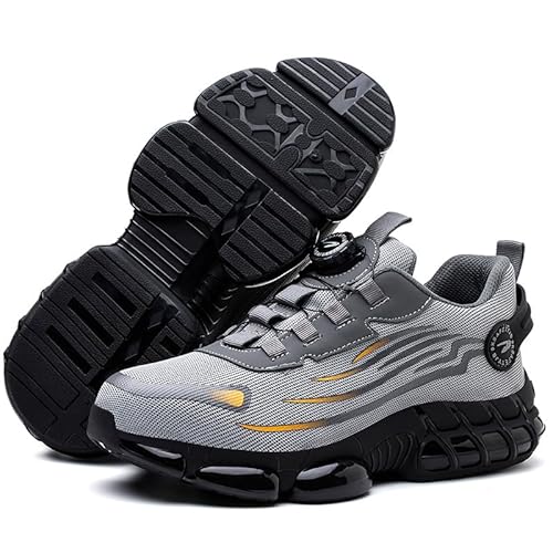 Unisex Stylische Turnschuhe rutschfeste Sicherheitsschuhe mit Anti-Schock-Noppe Atmungsaktive Unisex-Sicherheitsschuhe mit Stahlkappe, Leichte Schutz-Sneaker für Arbeit & Sport, Sommer von MEIION