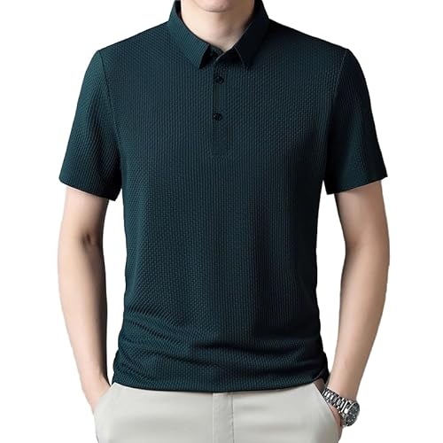 lilyrun Amungsaktives Herren-Kurzarmhemd aus Eisseide Herren Sommer Polo-Shirt Kurzarm mit Stehkragen - Atmungsaktiv, Business & Freizeit Outdoor von MEIION