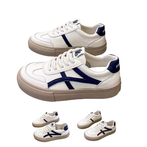 lunevio Teresa - Orthopädische Sneaker Atmungsaktive Freizeitschuhe für Frauen Vier-Jahreszeiten-Mode Bequeme Retro Colour Blocking Leder Sneakers mit dicken Sohlen von MEIION
