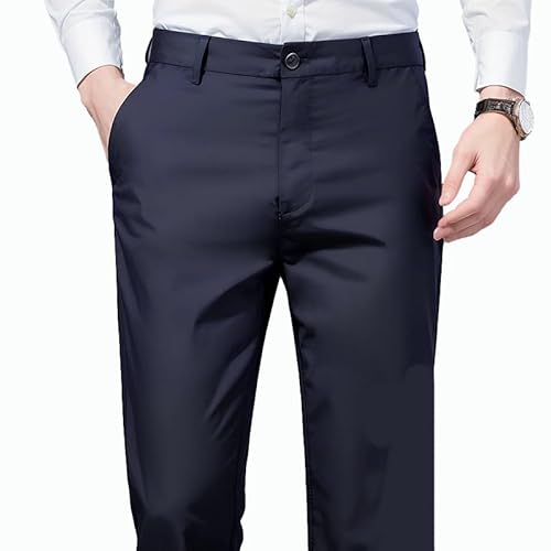 mundhulle Klassische Hose mit hohem Stretch-Anteil für Männer Anzughose Chino mit Taschen, klassischer Schnitt, einfarbig, perfekt für Büro und Freizeit von MEIION