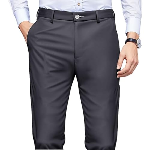 mundhulle Klassische Hose mit hohem Stretch-Anteil für Männer Anzughose Chino mit Taschen, klassischer Schnitt, einfarbig, perfekt für Büro und Freizeit von MEIION