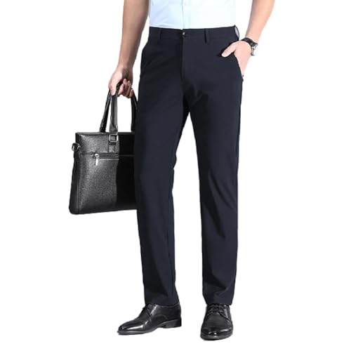 mundhulle Klassische Hose mit hohem Stretch-Anteil für Männer Anzughose Chino mit Taschen, klassischer Schnitt, einfarbig, perfekt für Büro und Freizeit von MEIION