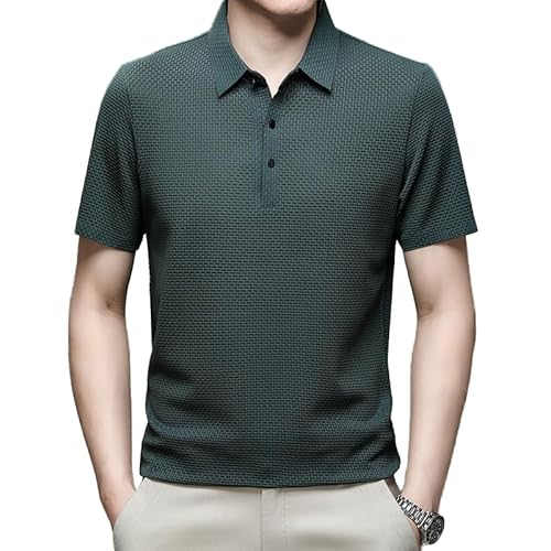 newweny Poloshirt Seiden-T-Shirt Atmungsaktives Sommer Poloshirt für Herren - Elegantes Seiden-Baumwolle Kurzarm Golf Shirt, Leger & Business von MEIION