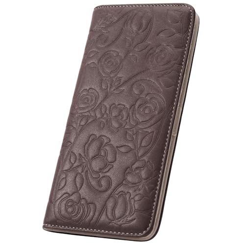 MEIITRUE Damen-Geldbörse, ultradünn, RFID-blockierend, doppelte Clutch, lang, Rosé, Kaffeebraun, Western MEIITRUE Damen-Geldbörse, ultradünn, RFID-blockierend, doppelte Clutch, lang, Rosé, Kaffeebraun, Western von MEIITRUE