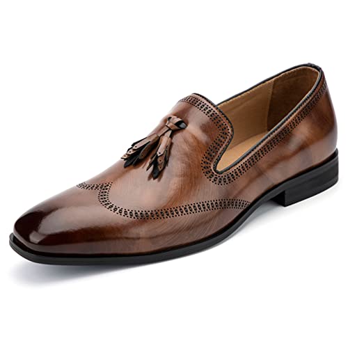 MEIJIANA Herren Mokassins Herren Elegante Schuhe Herren Casual Slip on Anzugschuhe, Braun-04, 41 EU (8 UK) von MEIJIANA