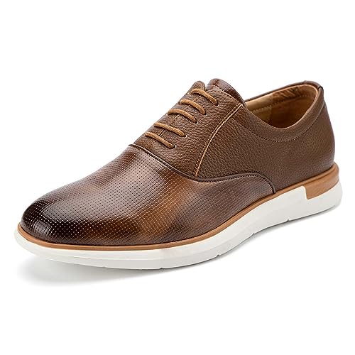 MEIJIANA Herren Oxfords Männer Businessschuhe Freizeit Schuhe Oxfords Herren Anzugschuhe Leder, Braun-02, 43 EU (10 UK) von MEIJIANA
