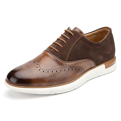 MEIJIANA Herren Oxfords Männer Businessschuhe Freizeit Schuhe Oxfords Herren Anzugschuhe Leder, Braun-04, 42 EU (9 UK) von MEIJIANA