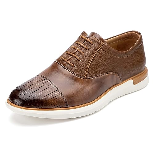 MEIJIANA Herren Oxfords Männer Businessschuhe Freizeit Schuhe Oxfords Herren Anzugschuhe Leder, Braun-06, 44 EU (11 UK) von MEIJIANA