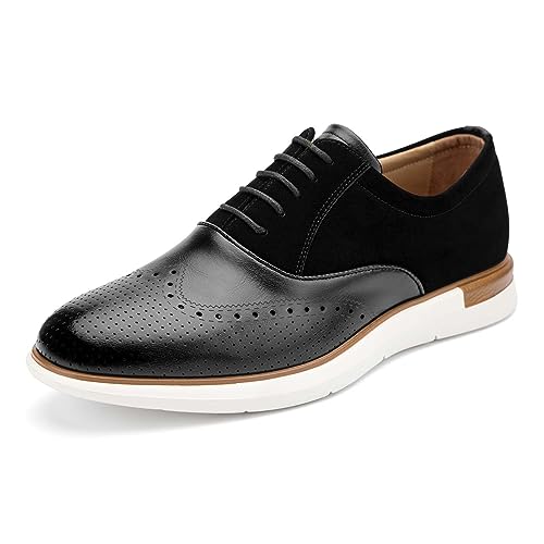 MEIJIANA Herren Oxfords Männer Businessschuhe Freizeit Schuhe Oxfords Herren Anzugschuhe Leder, Schwarz-03, 42 EU (9 UK) von MEIJIANA