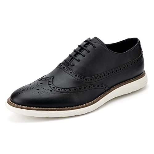 MEIJIANA Herren Oxfords Schuhe Herren Schnürhalbschuhe Leder Freizeitschuhe für Herren Business Schuhe Herren, Schwarz-01, 44 EU (11 UK) von MEIJIANA