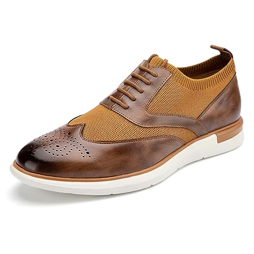 MEIJIANA Herren Oxfords Schuhe Männer Casual Schnürschuh Lederschuhe Herren Klassischer Business Oxford, Braun-02, 41 EU (8 UK) von MEIJIANA