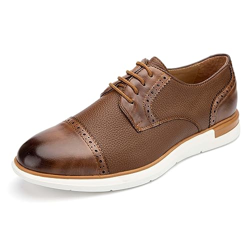 MEIJIANA Herren Oxfords Schuhe Männer Casual Schnürschuh Lederschuhe Herren Klassischer Business Oxford, Braun-04, 41 EU (8 UK) von MEIJIANA