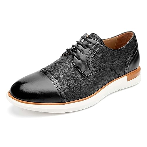 MEIJIANA Herren Oxfords Schuhe Männer Casual Schnürschuh Lederschuhe Herren Klassischer Business Oxford, Schwarz-03, 41 EU (8 UK) von MEIJIANA