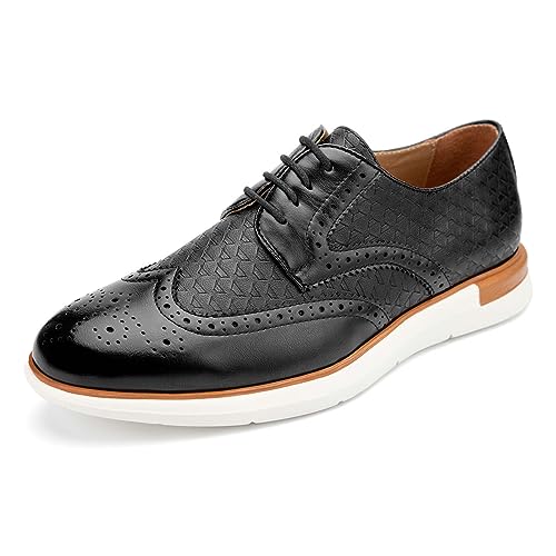 MEIJIANA Herren Oxfords Schuhe Männer Casual Schnürschuh Lederschuhe Herren Klassischer Business Oxford, Schwarz-05, 41 EU (8 UK) von MEIJIANA