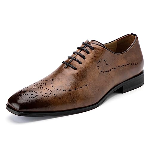 MEIJIANA Oxford Schuhe Herren Business Schuhe Leder Elegante Herren Anzugschuhe Sommer Schnürhalbschuhe, Braun-6, 42 EU (9 UK) von MEIJIANA