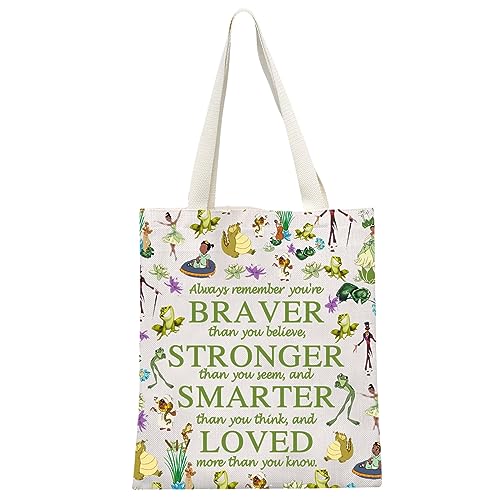 MEIKIUP Kosmetiktasche mit Froschprinzessin für Damen, Mädchen, mit Reißverschluss, Aufschrift "You are Braver Stronger Smarter Than You Think", Frog-P Always Tragetasche, 现代 von MEIKIUP