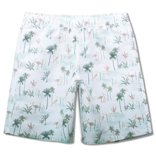 MEILONGER Badehose Jungen Badeshorts Schnelltrocknend Boardshorts mit Netzfutter Taschen und Verstellbarem Tunnelzug(Beige (Kran),140) von MEILONGER