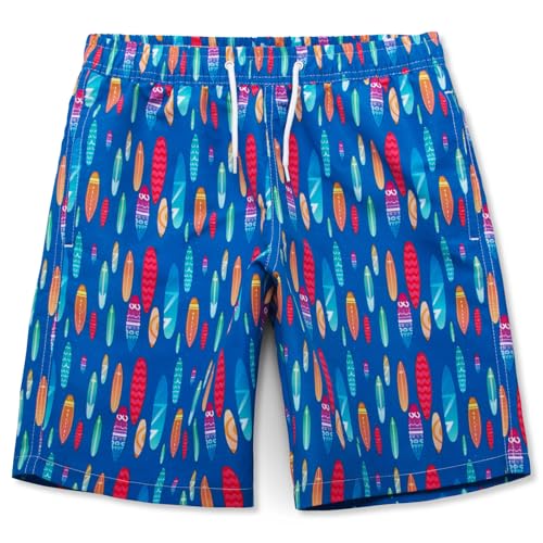 MEILONGER Badehose Jungen Badeshorts Schnelltrocknend Boardshorts mit Netzfutter Taschen und Verstellbarem Tunnelzug(Blau (Board),152) von MEILONGER
