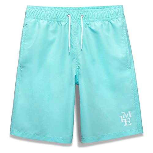 MEILONGER Badehose Jungen Badeshorts Schnelltrocknend Boardshorts mit Netzfutter Taschen und Verstellbarem Tunnelzug(Hellblau,10-12) von MEILONGER