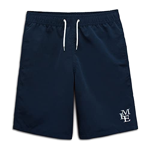 MEILONGER Badehose Jungen Badeshorts Schnelltrocknend Boardshorts mit Netzfutter Taschen und Verstellbarem Tunnelzug(Marineblau,10-12) von MEILONGER