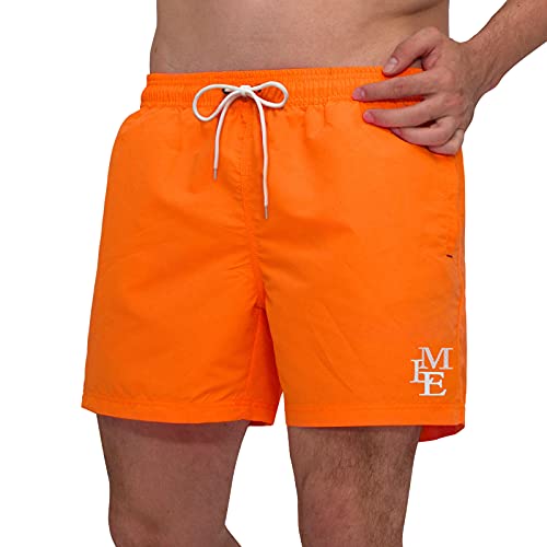 MEILONGER Badehose für Herren Atmungsaktiv Badeshorts Männer Trainingsshorts Elastisch Verstellbar Mit Tunnelzug Meshfutter(Orange,L) von MEILONGER