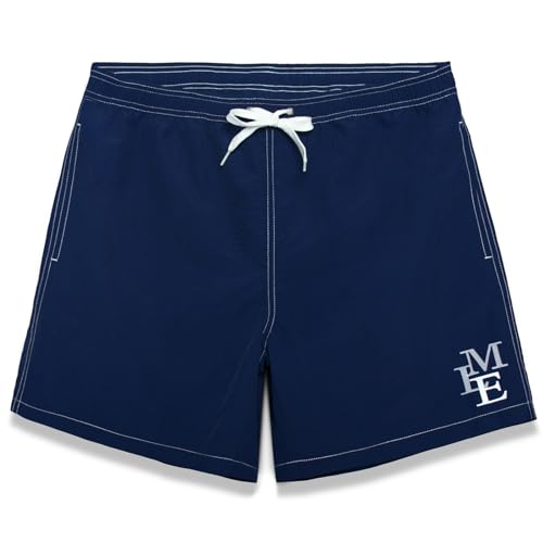 MEILONGER Badehose für Herren Mann Atmungsaktiv Badeshorts Männer Trainingsshorts Elastisch Verstellbar Mit Tunnelzug Meshfutter(21005Dunkelblau,M) von MEILONGER
