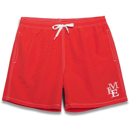 MEILONGER Badehose für Herren Mann Atmungsaktiv Badeshorts Männer Trainingsshorts Elastisch Verstellbar Mit Tunnelzug Meshfutter(21005Rot,M) von MEILONGER
