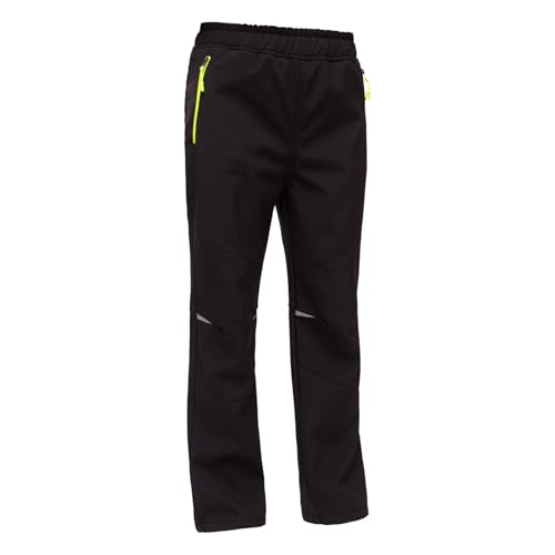 MEILONGER Jungen Mädchen Schneehose Skihose Wanderhose Wasserdicht Softshellhose Outdoorhose Winddicht Warm Snowboardhose Kinder Winter Trekkinghose (Schwarz 140) von MEILONGER