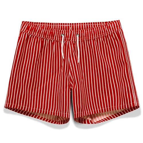 MEILONGER Mädchen Jungen Shorts Badehose Strand Board Shorts Kinder Kurze Leichte Casual Badeanzug Bademode Keine Liner(Tiefrot,10-12) von MEILONGER