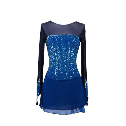MEILYA Damen Eiskunstlauf Kleid Langarm Kürkleid mit Strass Rollkunstlauf Wettbewerb Gymnastik Rollkunstlaufkleid Leotard Tanzanzug Wettbewerb Tanzkostüm,Blau,S MEILYA Damen Eiskunstlauf Kleid Langarm Kürkleid mit Strass Rollkunstlauf Wettbewerb Gymnastik Rollkunstlaufkleid Leotard Tanzanzug Wettbewerb Tanzkostüm,Blau,S von MEILYA
