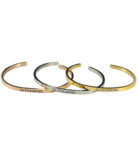 Eleganter Armreif Armband Silber mit Mantra und Spruch bis ca. 20 cm. Glückskind von MEIN MANTRA by alexa