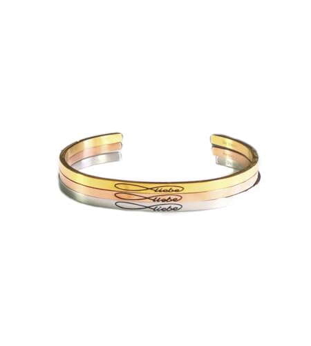 Eleganter Armreif Armband rosegold mit Mantra und Spruch bis ca. 16 cm. UNENDLICHE LIEBE Eleganter Armreif Armband rosegold mit Mantra und Spruch bis ca. 16 cm. UNENDLICHE LIEBE von MEIN MANTRA by alexa