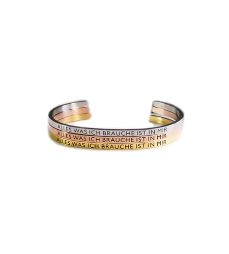 Eleganter Armreif Armband silber mit Mantra und Spruch bis ca. 16 cm. ALLES WAS ICH BRAUCHE… von MEIN MANTRA by alexa