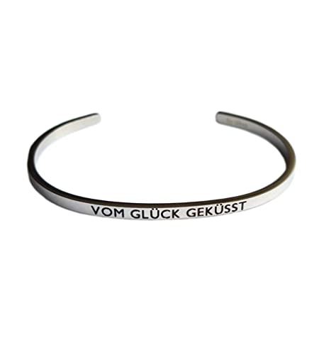 Eleganter Armreif Armband silber mit Mantra und Spruch bis ca. 16 cm. VOM GLÜCK GEKÜSST Eleganter Armreif Armband silber mit Mantra und Spruch bis ca. 16 cm. VOM GLÜCK GEKÜSST von MEIN MANTRA by alexa