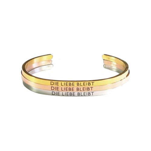 Eleganter Armreif Armband silber mit Mantra und Spruch bis ca. 20 cm. DIE LIEBE BLEIBT Eleganter Armreif Armband silber mit Mantra und Spruch bis ca. 20 cm. DIE LIEBE BLEIBT von MEIN MANTRA by alexa