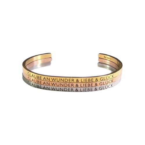 Eleganter Armreif Armband silber mit Mantra und Spruch bis ca. 20 cm. GLAUBE AN WUNDER&LIEBE&GLÜCK Eleganter Armreif Armband silber mit Mantra und Spruch bis ca. 20 cm. GLAUBE AN WUNDER&LIEBE&GLÜCK von MEIN MANTRA by alexa