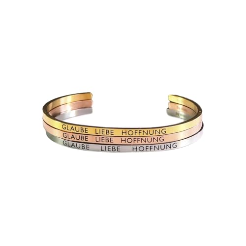 Eleganter Armreif Armband silber mit Mantra und Spruch bis ca. 20 cm. GLAUBE-LIEBE-HOFFNUNG Eleganter Armreif Armband silber mit Mantra und Spruch bis ca. 20 cm. GLAUBE-LIEBE-HOFFNUNG von MEIN MANTRA by alexa