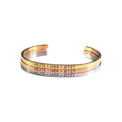 Eleganter Armreif Armband silber mit Mantra und Spruch bis ca. 20 cm. HEUTE-HIER-JETZT von MEIN MANTRA by alexa