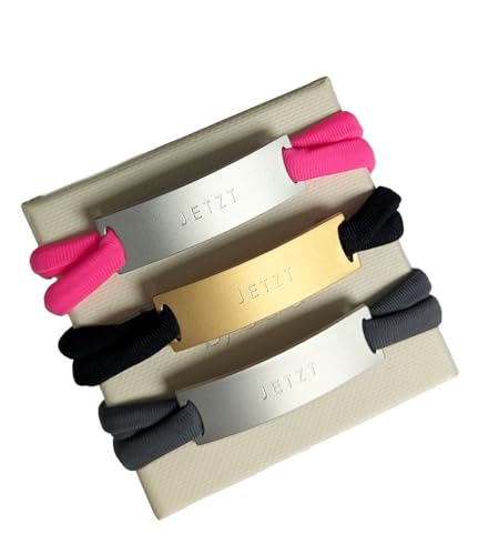 Feel Free Armband mit Gravur "JETZT" – Damen & Herren Mantra-Armband – Edelstahl Silber – Elastisches Band Pink – Motivierend, Bequem, Wasserfest von MEIN MANTRA by alexa
