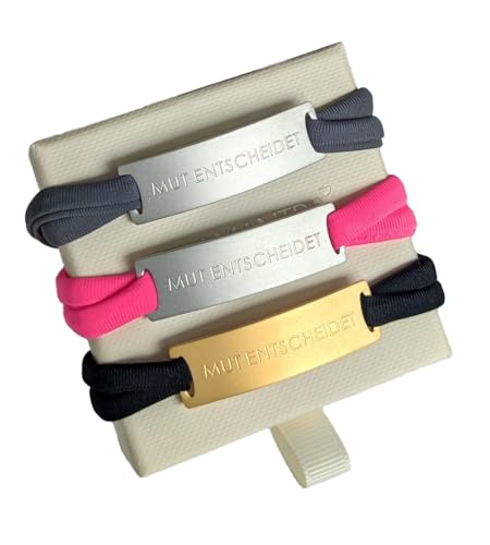 Feel Free Armband mit Gravur "MUT ENTSCHEIDET" – Damen & Herren Mantra-Armband – Edelstahl Gold – Elastisches Band Schwarz – Motivierend, Bequem, Wasserfest Feel Free Armband mit Gravur "MUT ENTSCHEIDET" – Damen & Herren Mantra-Armband – Edelstahl Gold – Elastisches Band Schwarz – Motivierend, Bequem, Wasserfest von MEIN MANTRA by alexa