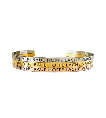 MEIN MANTRA by alexa Eleganter Armreif Armband Silber mit Mantra und Spruch - Gravur bis ca. 20 cm. Atme-Liebe-Vertraue-Hoffe-Lache-Vergebe-Lebe von MEIN MANTRA by alexa