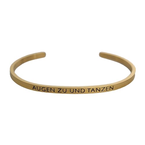 MEIN MANTRA by alexa Eleganter Armreif Armband gold mit und Spruch - Gravur bis ca. 20 cm. Augen zu und Tanzen MEIN MANTRA by alexa Eleganter Armreif Armband gold mit und Spruch - Gravur bis ca. 20 cm. Augen zu und Tanzen von MEIN MANTRA by alexa