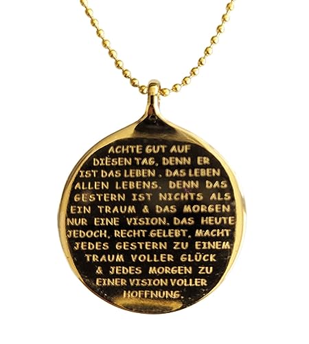 MEIN MANTRA by alexa Runder Rumi-Edelstahlanhänger ACHTE GUT AUF DIESEN TAG in gold Durchmesser: 3cm mit Kugelkette 60 cm MEIN MANTRA by alexa Runder Rumi-Edelstahlanhänger ACHTE GUT AUF DIESEN TAG in gold Durchmesser: 3cm mit Kugelkette 60 cm von MEIN MANTRA by alexa