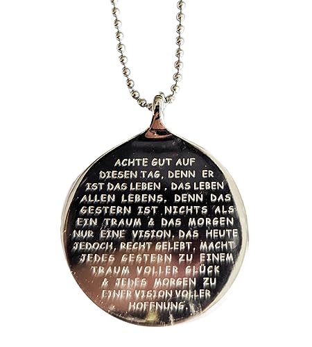 MEIN MANTRA by alexa Runder Rumi-Edelstahlanhänger ACHTE GUT AUF DIESEN TAG in silber Durchmesser: 3cm mit Kugelkette 60 cm MEIN MANTRA by alexa Runder Rumi-Edelstahlanhänger ACHTE GUT AUF DIESEN TAG in silber Durchmesser: 3cm mit Kugelkette 60 cm von MEIN MANTRA by alexa