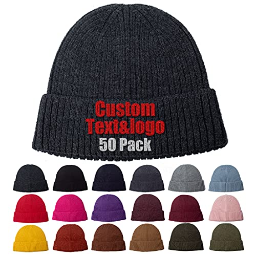 MEINAMI Custom Gestrickte Wollmütze Personalisierte Mützen Gestickte Skullies In Bulk 50 Pack von MEINAMI