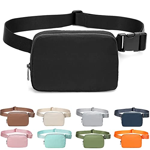 Bauchtasche Gürteltasche Hüfttasche Crossbody Tasche Bauchtasche für Laufen, Wandern, Reisen, Workout, verstellbarer Riemen für Damen, schwarz von MEISEE