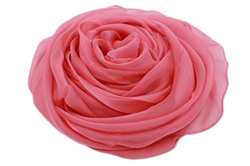 MEISHINE® 180 * 110cm Damen Elegant Seidenschal – Frauen Pashmina aus 100% Reiner Seide (Rose) von MEISHINE